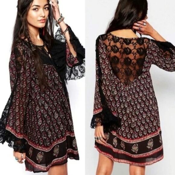 Free People Nomad Child Boho Lace Mini Dress - Picture 1 of 7
